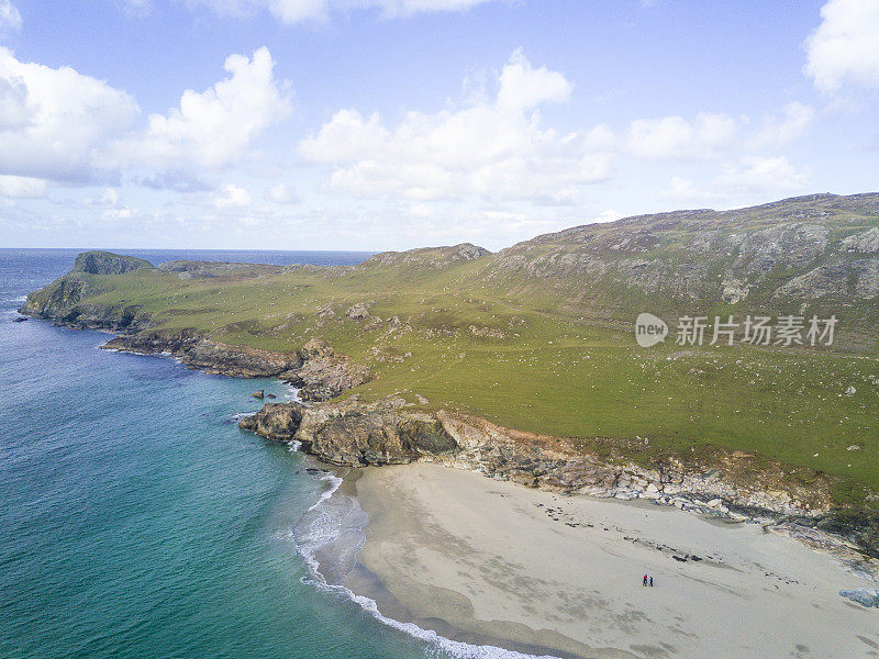 鸟瞰图Inishbofin岛，Co. Galway，爱尔兰。